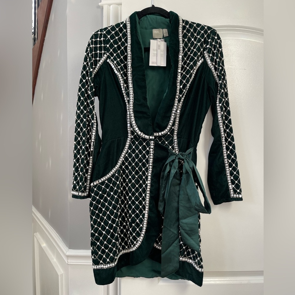 Velvet tux with pearl embellishment